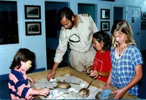 Captain Don teaches youngsters about the creatures in the bay.